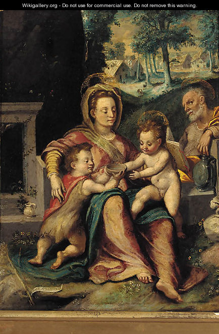 The Holy Family with the infant St. John The Baptist - (after) Denys Calvaert