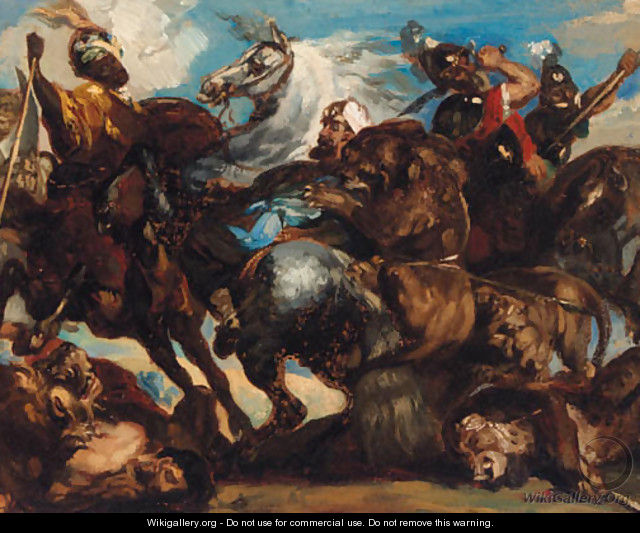 The Lion Fight - (after) Eugene Delacroix