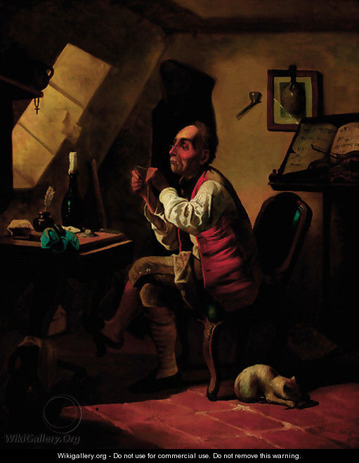 The musician darning his socks - (after) Erskine Nicol