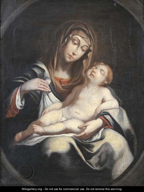 The Madonna and Child, in a feigned oval - (after) Erasmus Quellinus