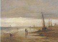 Figures on a beach, low tide - (after) Edward William Cooke