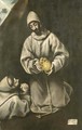 St. Francis and Brother Leo meditating on death - (after) El Greco, Domenico