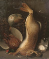 A hare, cock pheasant and woodcock, with a partridge in a basket - (after) Benjamin Blake