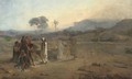 Figures in a desert landscape, thought to be North Africa - (after) Leopold Carl Muller