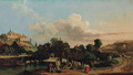 A town in a river valley - (after) Carl Joseph Kuwasseg