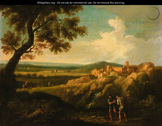 An extensive landscape with Hercules slaying the serpent - (after) Claude Lorrain (Gellee)