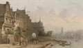 Along the Rhine, a busy continental town view - (after) Clarkson Stanfield