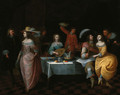 Elegant company at a banquet - (after) Christoffel Jacobsz Van Der Lamen