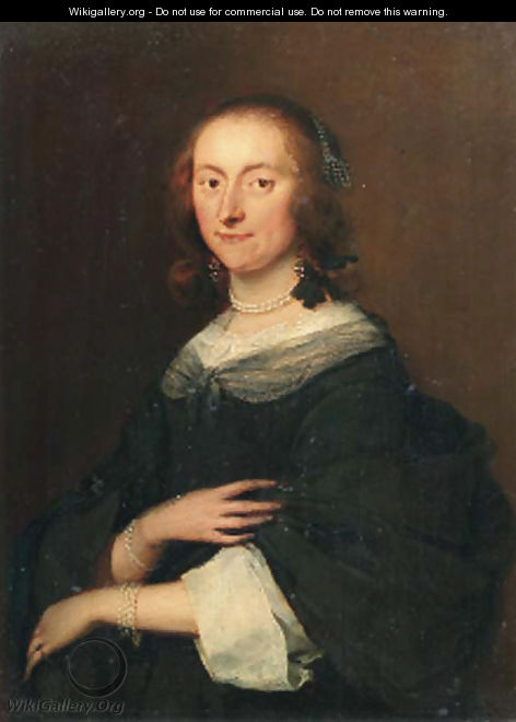 Portrait of a lady - (after)Cornelis Jonson Van Ceulen