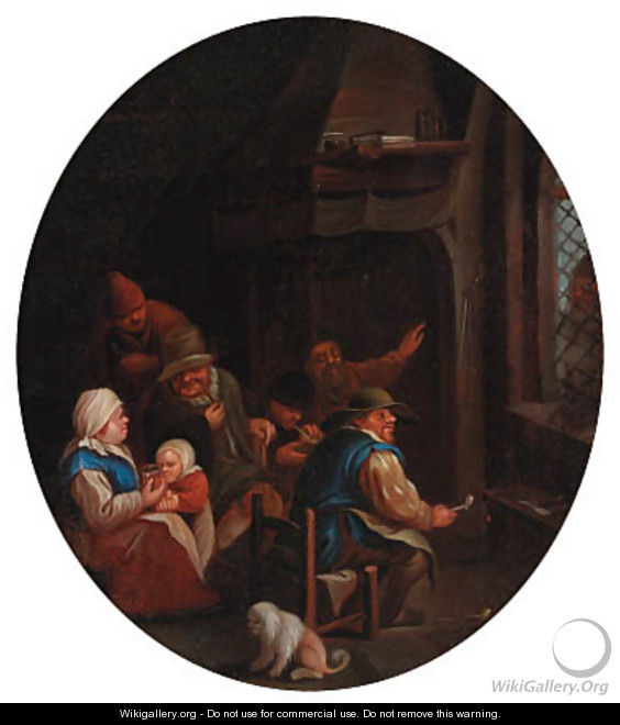 Peasants in an interior - (after) Cornelis Dusart