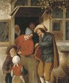 A peddlar at a doorway - (after) Cornelis Dusart