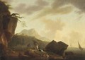 A Mediterranean coastal inlet with figures on the shore - (after) Claude-Joseph Vernet