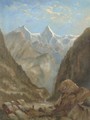Figures in an Alpine landscape - (after) Alexander Calame
