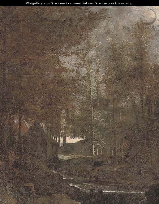 A wooded landscape with a mill by a river - (after) Albert Van Everdingen