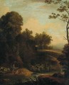 A wooded river landscape with fisherfolk in the foreground - (after) Aelbert Meyeringh