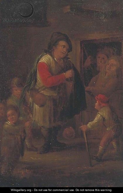 A pedlar at a cottage door - (after) Adriaen Jansz. Van Ostade