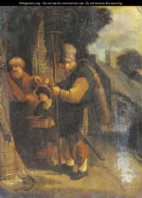A peddler at a cottage door - (after) Adriaen Jansz. Van Ostade
