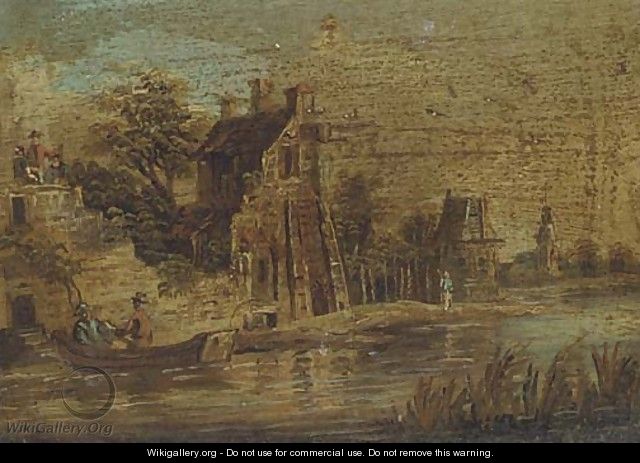 A series of six riverside landscapes with travellers and peasants - (after) Barend Gael Or Gaal