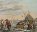 A winter landscape with men playing kolf and children on a sledge - (after) Barent Avercamp