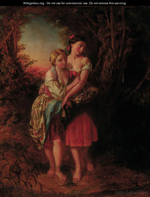 The intrepid flower girls - (after) Augustus Edward Mulready