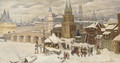 Revellers before the Kremlin, Moscow - (after) Apollinarii Mikhailovich Vasnetsov