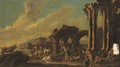 Shepherds and shepherdesses amongst classical ruins - (after) Antonio Diziani