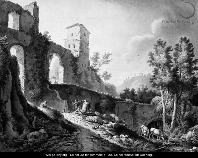 The ruins of a Roman aquaduct - Dutch School