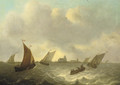 Shipping in choppy waters, a town beyond - Dutch School