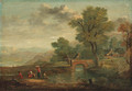 A Village and Villagers by a River - Dutch School