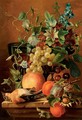 Fruits and flowers on a ledge - Dutch School