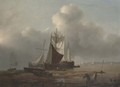 Dutch barges drying their sails at the end of the day - Dutch School