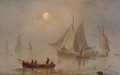Shipping in a calm, moonlight (illustrated); and Shipping in a swell by moonlight - Dutch School