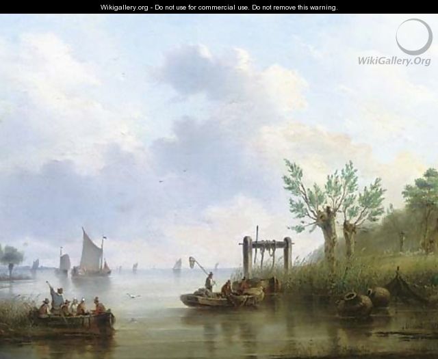 Summer on a river landscape - Dutch School