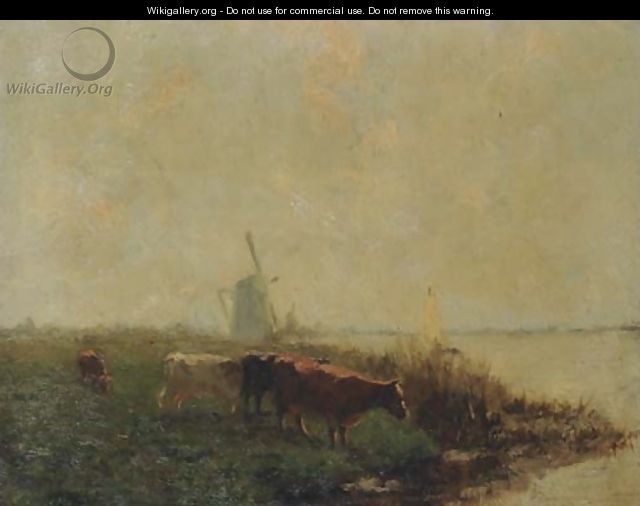 Cows in a polder landscape - Dutch School