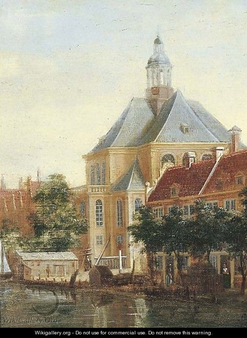 A view of the Wittenburgergracht with the Oosterkerk, Amsterdam - Dutch School