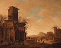 Peasants and Goats by Ruins in an Italianate Landscape - Dirck Verhaert