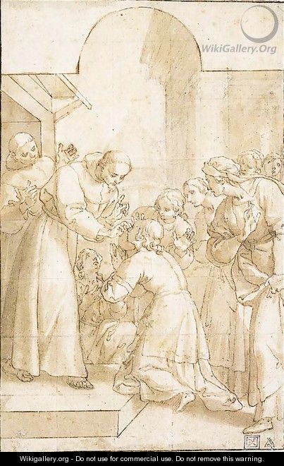Saint Francis curing a blind woman - Domenico Peruzzini