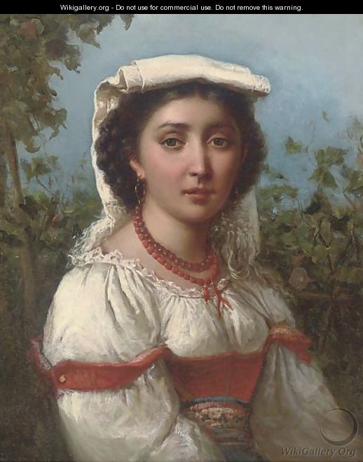 Portrait of a Neapolitan girl - Domenico Morelli