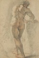 A standing nude, seen from behind, leaning on a block - Domenico Maria Canuti