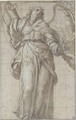 An angel looking up, holding a scroll - Domenico Caresana