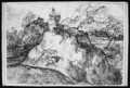 An extensive landscape with a town on a hill - Domenico Campagnola