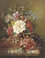 A colourful bouquet on a ledge - Dirk Jan Hendrik Joosten