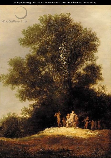A landscape with Silenus leading a Bacchanal - Dirk The Elder Dalens