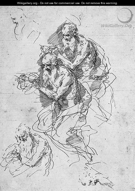 Three studies for a Saint Jerome, with two other heads - Donato Creti