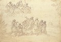 A patrician family kneeling on a seashore experiencing a vision of the Madonna and Child and Saint Dominic, Saint John the Baptist and another saint - Donato Creti