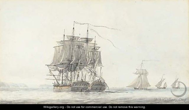 The action between H.M.S. Flora (36 guns) and the French frigate Nymphe (36 guns) off Ushant on 10th August, 1780 - Dominic Serres