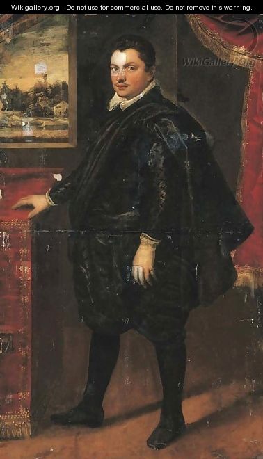 Portrait of a gentleman, full-length, standing in an interior - Domenico Tintoretto (Robusti)