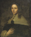 Portrait of a lady, half-length, in a black dress with white cuffs and collar - Dutch School
