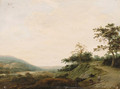 An extensive Landscape with Woodcutters in the foreground - Dutch School