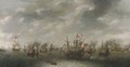 A naval battle, possibly the Battle of Leghorn - Dutch School